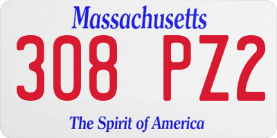 MA license plate 308PZ2