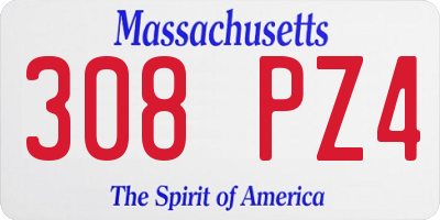 MA license plate 308PZ4