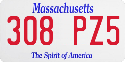 MA license plate 308PZ5