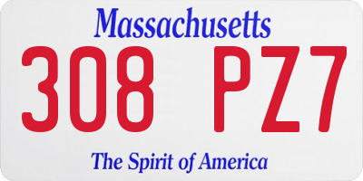 MA license plate 308PZ7