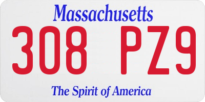 MA license plate 308PZ9