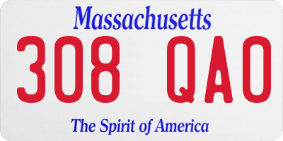 MA license plate 308QA0