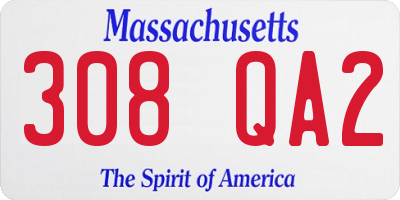 MA license plate 308QA2