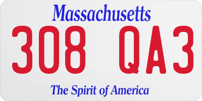 MA license plate 308QA3