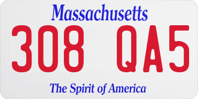 MA license plate 308QA5