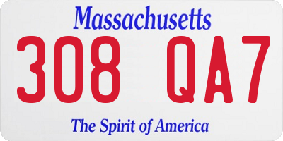 MA license plate 308QA7