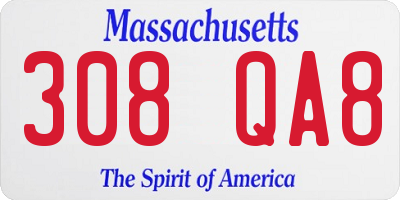 MA license plate 308QA8