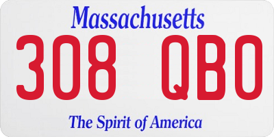 MA license plate 308QB0