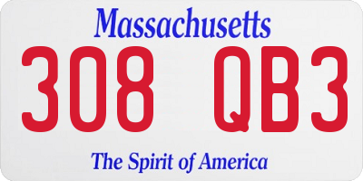 MA license plate 308QB3