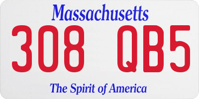 MA license plate 308QB5