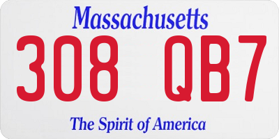 MA license plate 308QB7