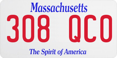 MA license plate 308QC0