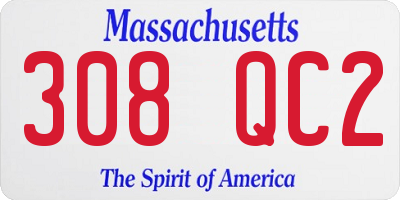 MA license plate 308QC2