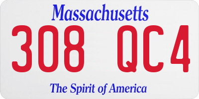 MA license plate 308QC4