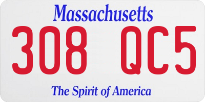 MA license plate 308QC5