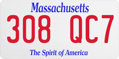 MA license plate 308QC7