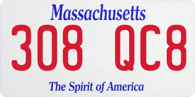 MA license plate 308QC8