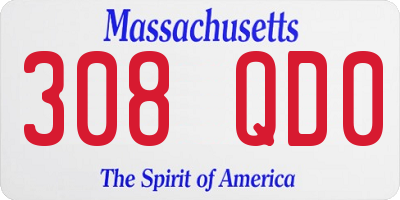 MA license plate 308QD0