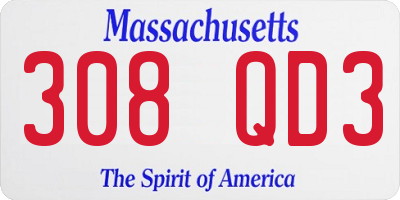 MA license plate 308QD3