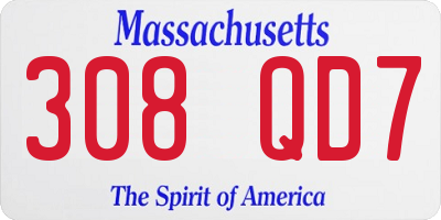 MA license plate 308QD7