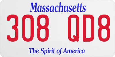 MA license plate 308QD8
