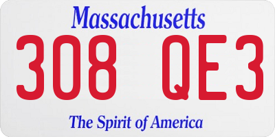 MA license plate 308QE3