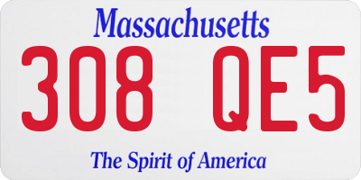 MA license plate 308QE5