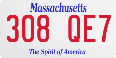 MA license plate 308QE7