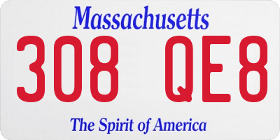 MA license plate 308QE8