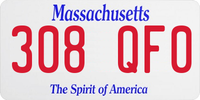 MA license plate 308QF0