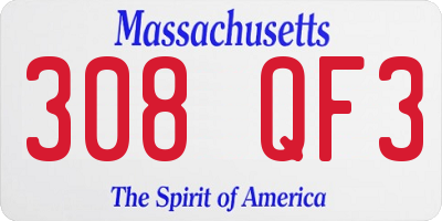 MA license plate 308QF3