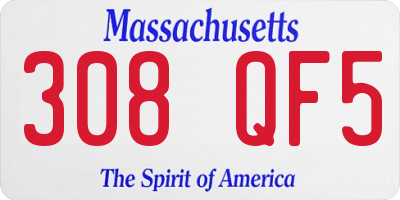 MA license plate 308QF5