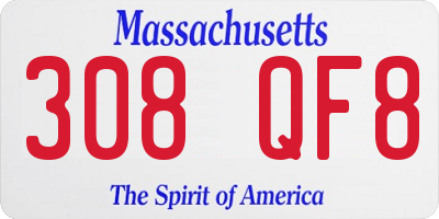 MA license plate 308QF8