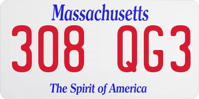 MA license plate 308QG3