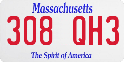 MA license plate 308QH3