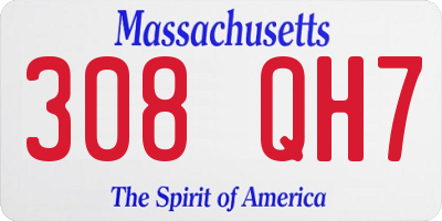 MA license plate 308QH7