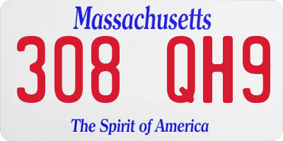 MA license plate 308QH9