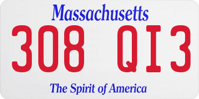 MA license plate 308QI3