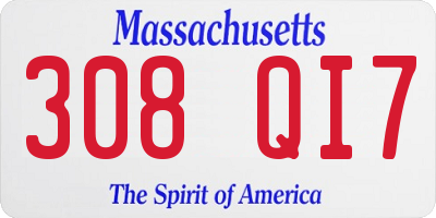 MA license plate 308QI7