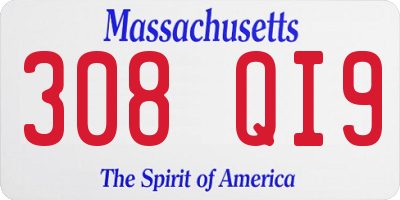 MA license plate 308QI9