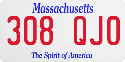 MA license plate 308QJ0