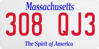 MA license plate 308QJ3