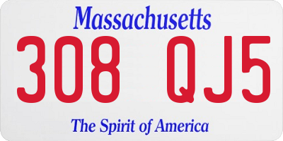 MA license plate 308QJ5