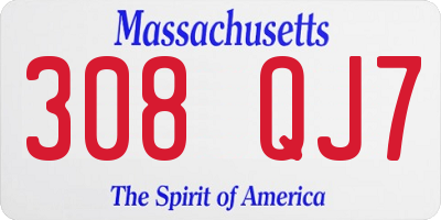 MA license plate 308QJ7