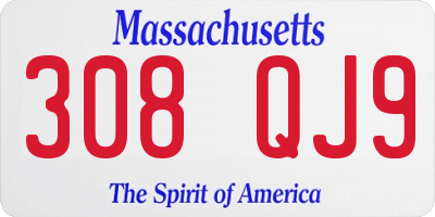 MA license plate 308QJ9