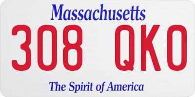 MA license plate 308QK0