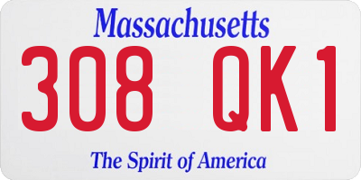 MA license plate 308QK1