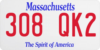 MA license plate 308QK2