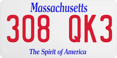 MA license plate 308QK3