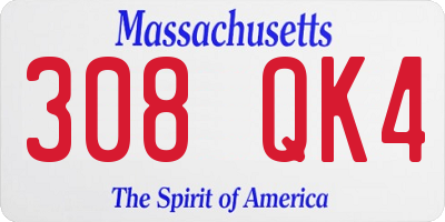 MA license plate 308QK4